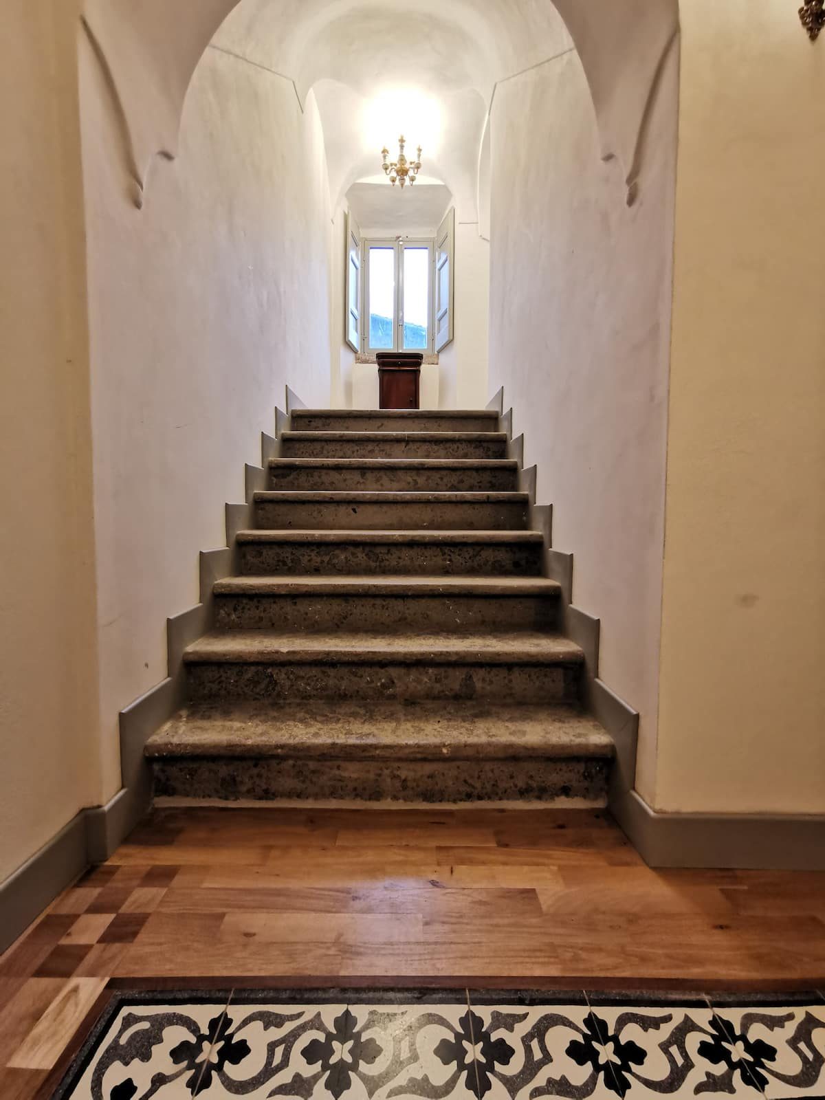 The staircase leading up to the rooms